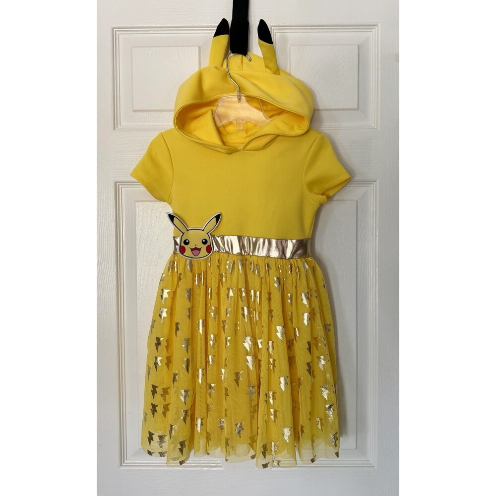 MINT Pokemon Pikachu yellow Hooded Dress with Ears tulle Skirt girls SMALL 6